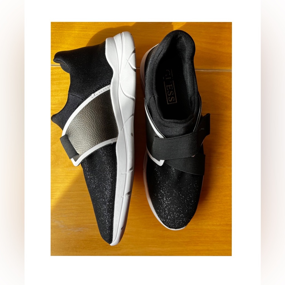 Guess Women's Valleri Black Glitter Sparkle Sneakers Size 9 Fashion Shoes